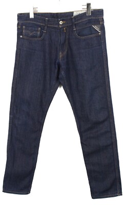 REPLAY M914 Herrenjeans W32 L30 Slim Fit Zip Fly Dunkler Denim Blau