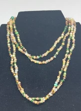 Long Multi Color & Size Glass Beads Continuous String Necklace 52"