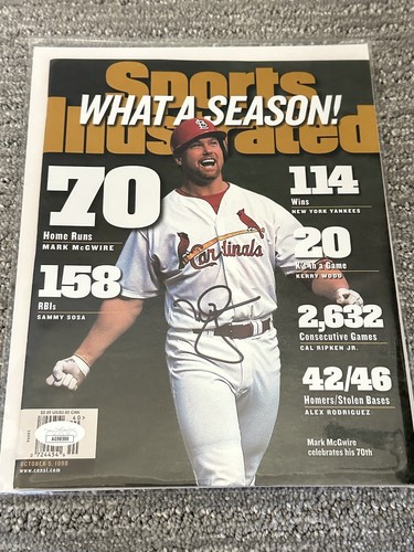 Mark McGwire Signed St Louis Cardinals Sports Illustrated 10-5-98 JSA COA 70 HRs