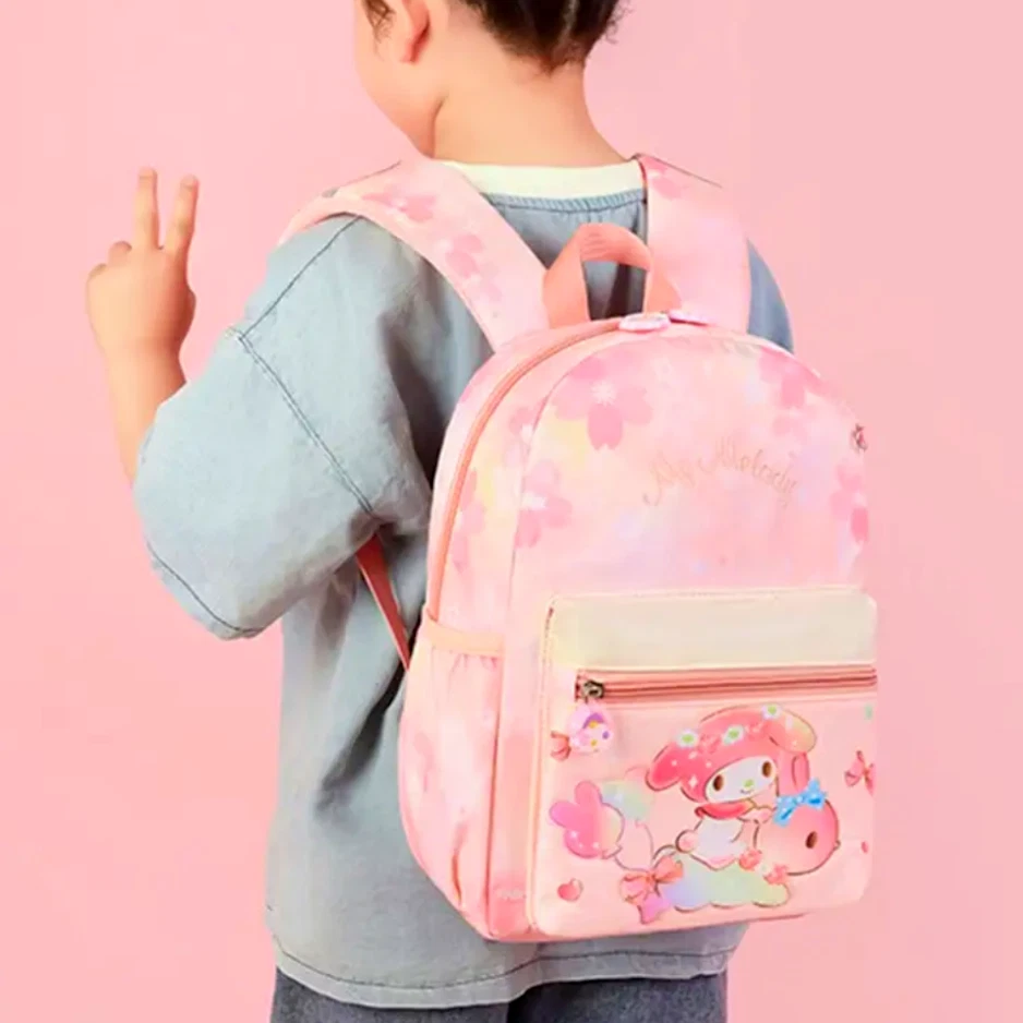 Mochila escolar Sanrio My Melody para niñas diseño flor de melocotón reducción de carga Foto 4 de 4