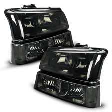 FOR 2003-2006 CHEVY SILVERADO BLACK/SMOKE HOUSING PAIR HEADLIGHTS/LAMP ASSEMBLY