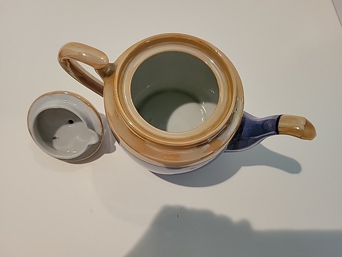 Lusterware Blue / Peach Coffee/ Tea Sugar Creamer Hand Painted Japan Vintage - Picture 8 of 14