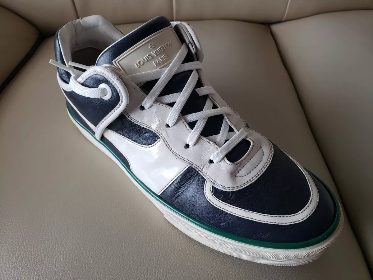 LOUIS VUITTON Mens Sneakers Dark Blue/White Leather 8.5 UK/9.5 US