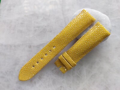 20mm/18mm Yellow Stingray Print Leather Padded Watch Strap Band