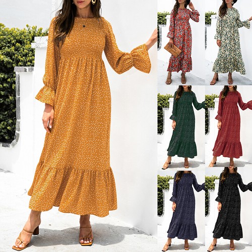 Holiday Maxi Dress Floral Print Casual 