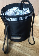 VERSACE PARFUMS Black Silver Greek Barrel Cylinder Sack Bag Plates Still Foiled