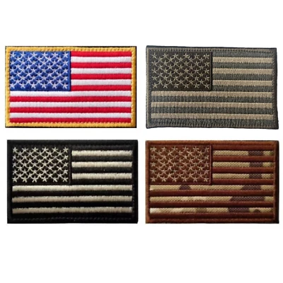 GAUGEUSA American Flag Embroidered Iron-on / Sew-on Patch - 3x2 inches - American Owned