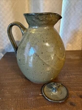 Vintage Vernon Owens Jugtown Ware Pottery Pitcher & Lid (Signed)