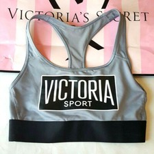 Victoria's Secret VSX The Player Racerback Sports Bra Logo Gray Small NWT