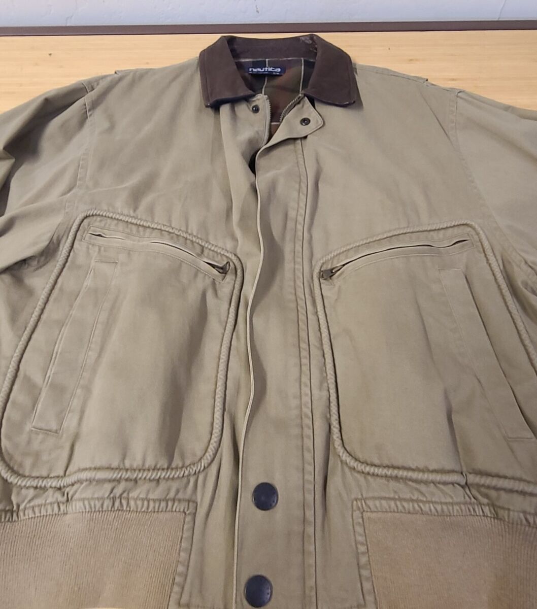 Vintage 90s Nautica Boxy Work Jacket Khaki Plaid Lined Mens Vintage 90s Nautica Boxy Work Jacket Khaki Plaid Lined Mens