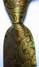 New Classic Paisley Black Gold Yellow JACQUARD WOVEN Silk Men's Tie Necktie