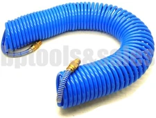 50ft x 1/4" Polyurethane Recoil Air Hose Re Coil Springs Solid Brass Fittings