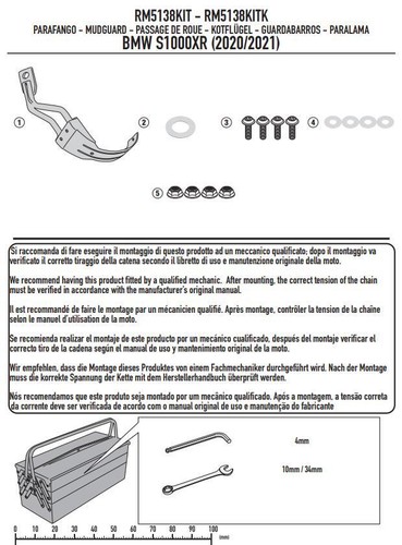 GIVI Kit Parafango RM02 + Attacchi supporti per BMW S 1000 XR 2020 2021 2022 - Foto 2 di 4
