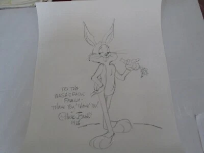 Chuck Jones signed and drawn Bugs Bunny cel Drawing large image - Image 1 of 3