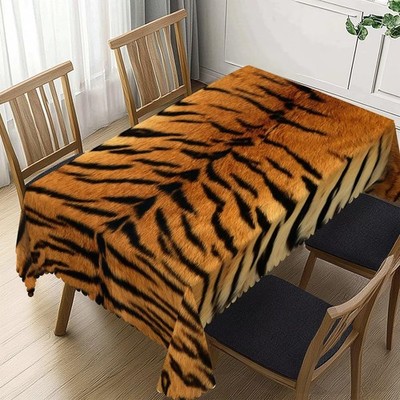 Tiger Print Rectangle Tablecloth Wildlife Tiger Skin Table Cloth Animals Rect...