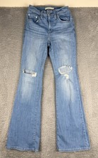 Levi  s 726 High Rise Flare Jeans Women  s 24x32 Light Wash Distressed Stretch