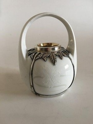 Royal Copenhagen Jugendstil Vase mit Anton Michelsen Sterling Silber Fassung