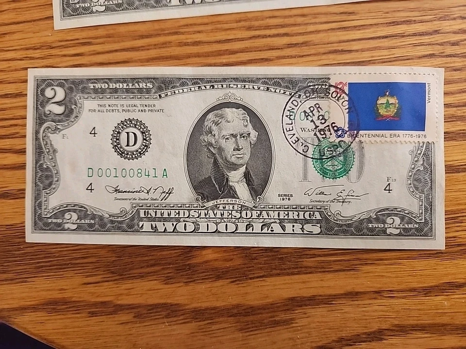 RARE Uncirculated Sequential 1976 $2 Dollar Bills 10 Consecutive - Image 2 of 4