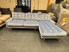 Brand New Fenner Right Hand Facing Corner Sofa In Sky Blue Velvet Upholstery