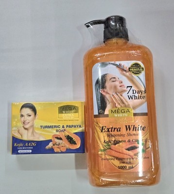 MEGA WHITE EXTRA BODY SHOWER GEL 1000ML & SOAP FREE AND FAST SHIPPING