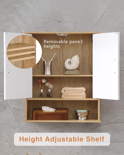 Bathroom Wall Cabinet with Double - Door, Bottom Shelf - Picture 3 of 14