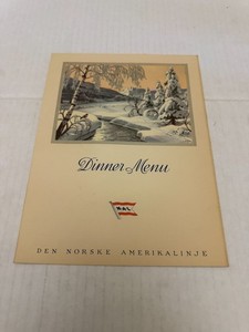 Vintage June 9 1953 Norwegian American Line Dinner Menu