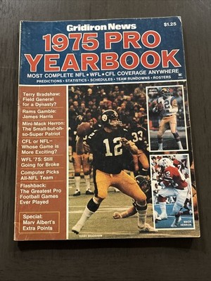 Gridiron News 1975 Pro Yearbook NFL WFL CFL Bradshaw Harris Albert