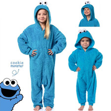 Kids Cookie Monster Sesame Street Costume Kigurumi Pajamas Sleepwear Party