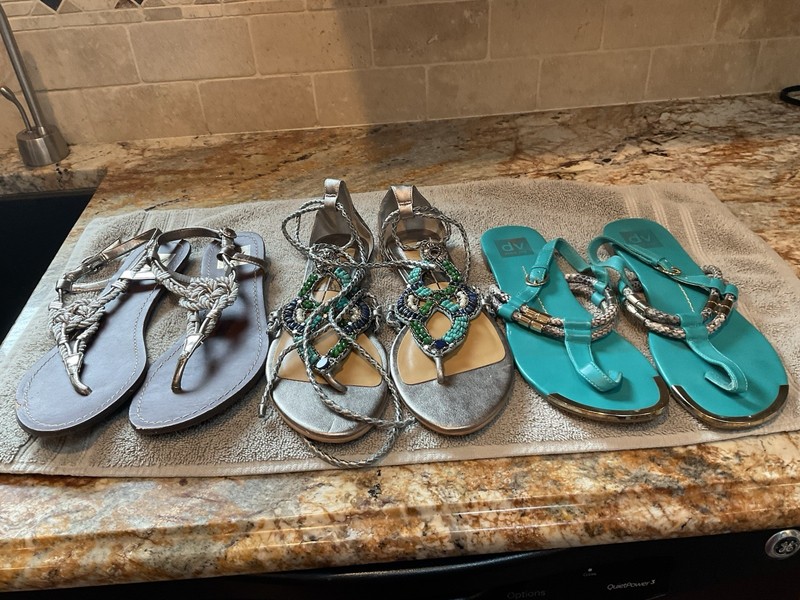 LOT Of 3 DV By Dolce Vita Flat Size 9 Sandals Metal Embellishments