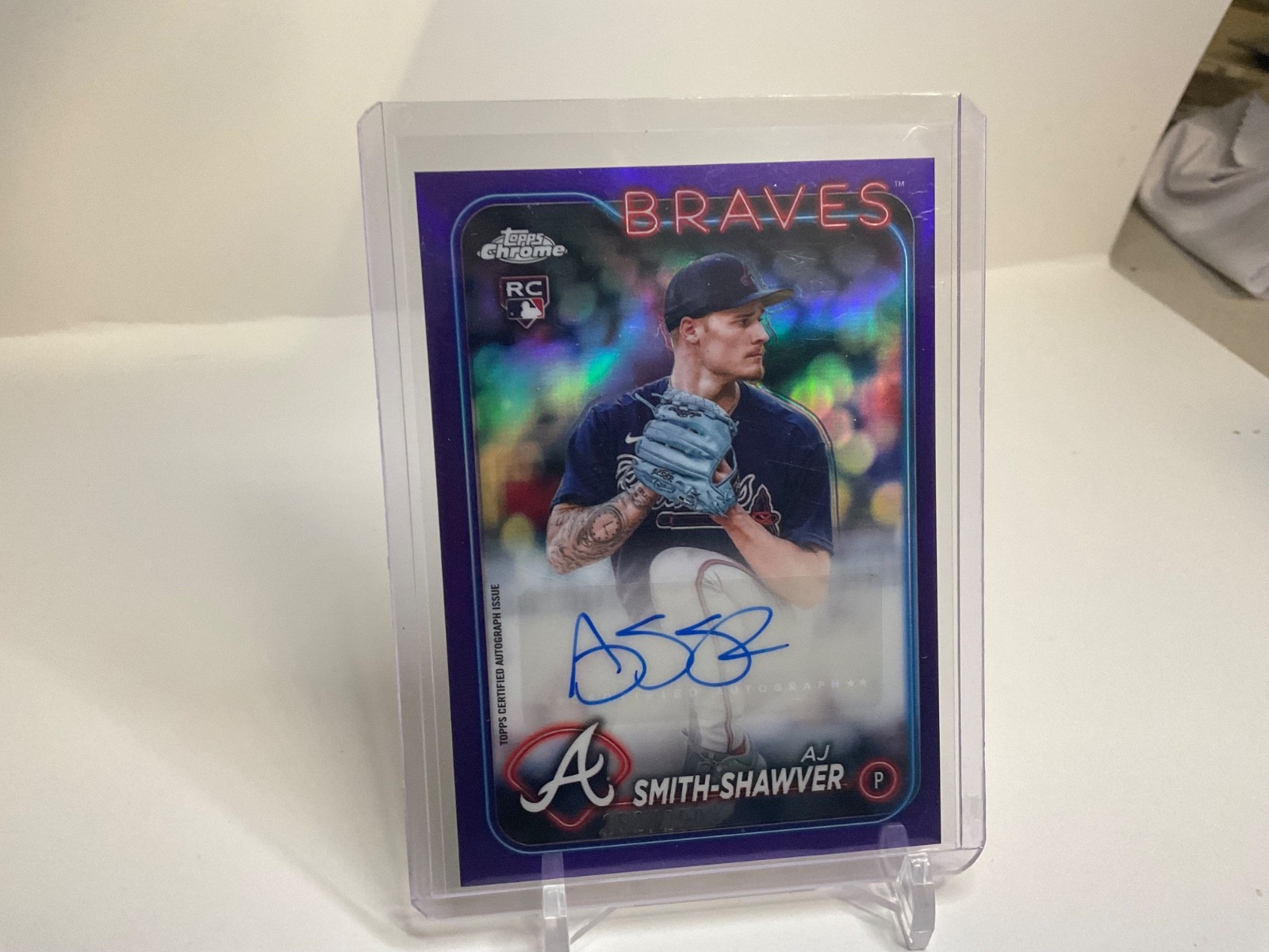 2024 topps chrome update aj smith-shawver purple auto /250  ac-as