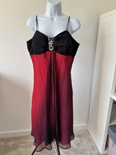 Début Debenhams y2k Ombre Red Black Evening Prom Dress 16 Beaded Chiffon Gown