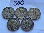 Lot Of  5 USA 90% Silver Walking Liberty Half Dollars 39S,41S,42P,42Sx2. SILVER