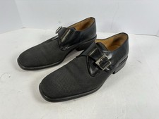 Windsor Monk Strap Dress Shoes Black Woven Sz 11 M Leather Made In Italy
