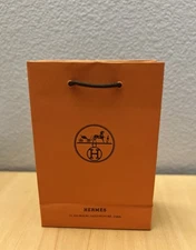 Authentic Hermes Orange Shopping Gift Paper Bag 8.5 x 5.75 x 2.75” (EMPTY) small