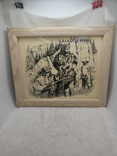 Don Hiatt Framed Picture Mountain Men 12x10 Good Condition