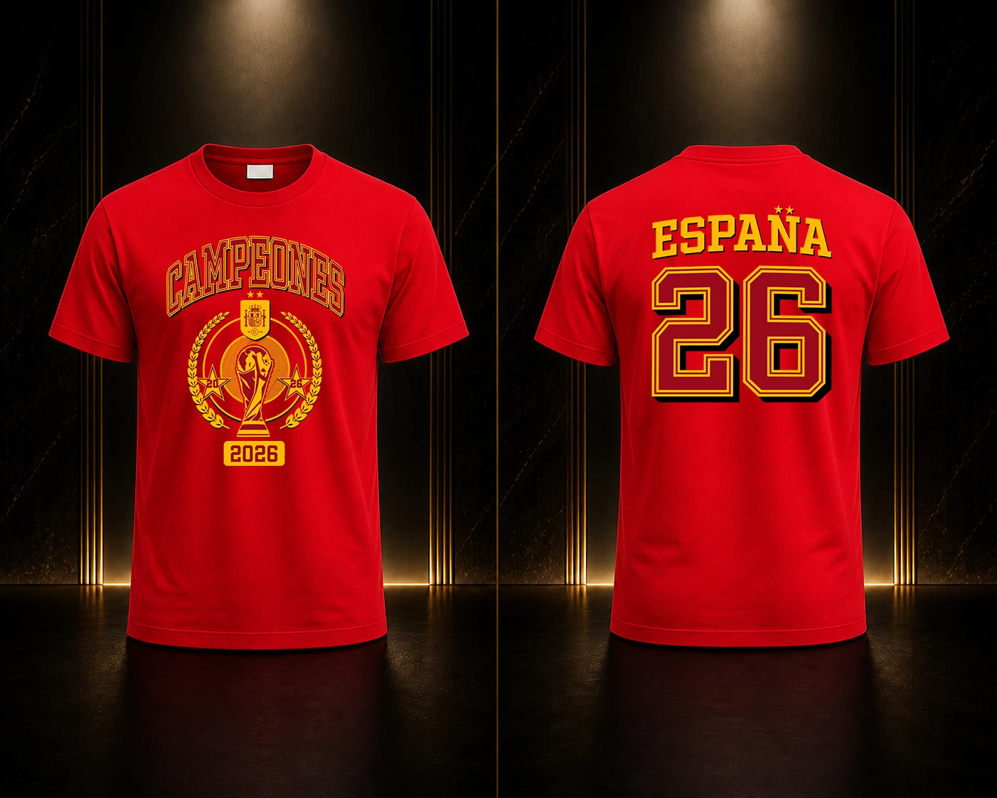 Spain Campeones 2026 FIFA World Cup Cotton T-Shirt Soccer Fan Graphic Tee Unisex - Picture 8 of 15