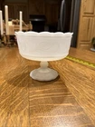 E.O. Brody Co Vintage White Milk Glass Pedestal Compote Bowl M6000 5.5" Tall