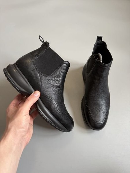 Women Hogan Chelsea Ankle Boots Black Leather 38