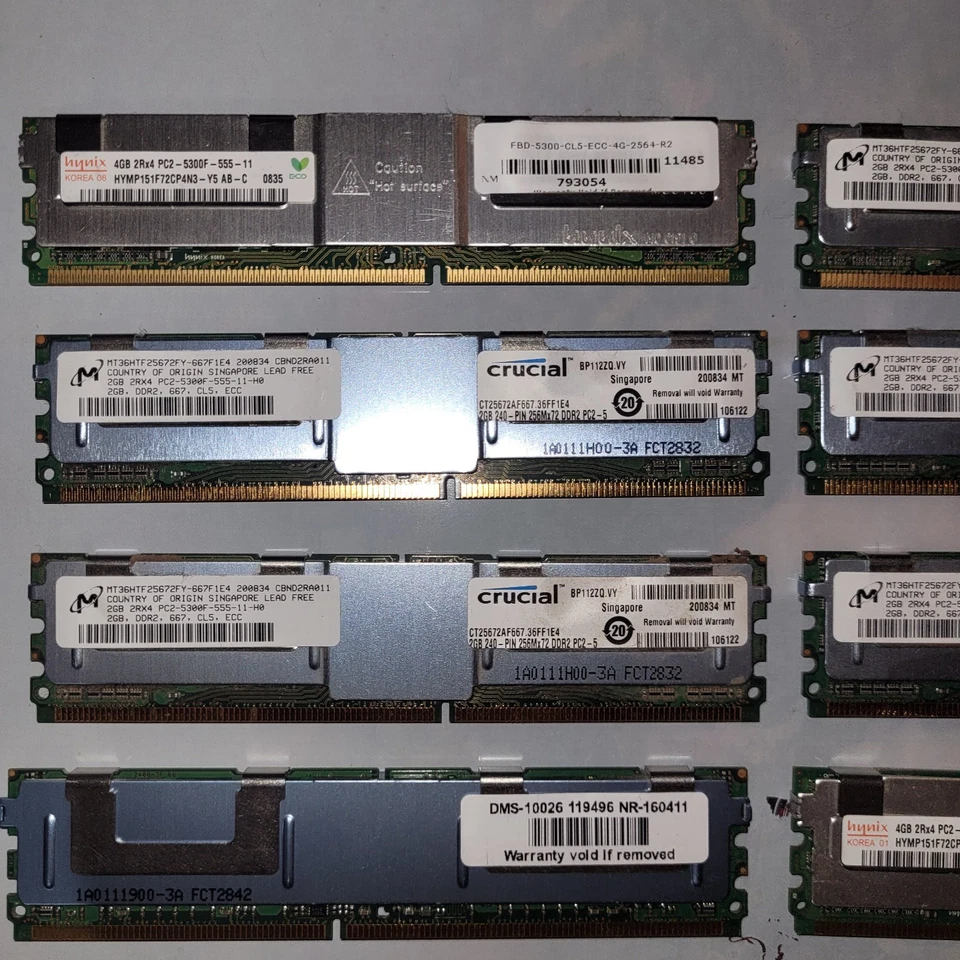 Crucial Server Pc2 20gb Total Ram 2gb Ram Sticks X6 4gb Sticks X2 - Image 3 of 4