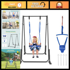 2-in-1 Baby Jumper Toddler Swing, Adjustable for 6 Months to 6 Years, Blue