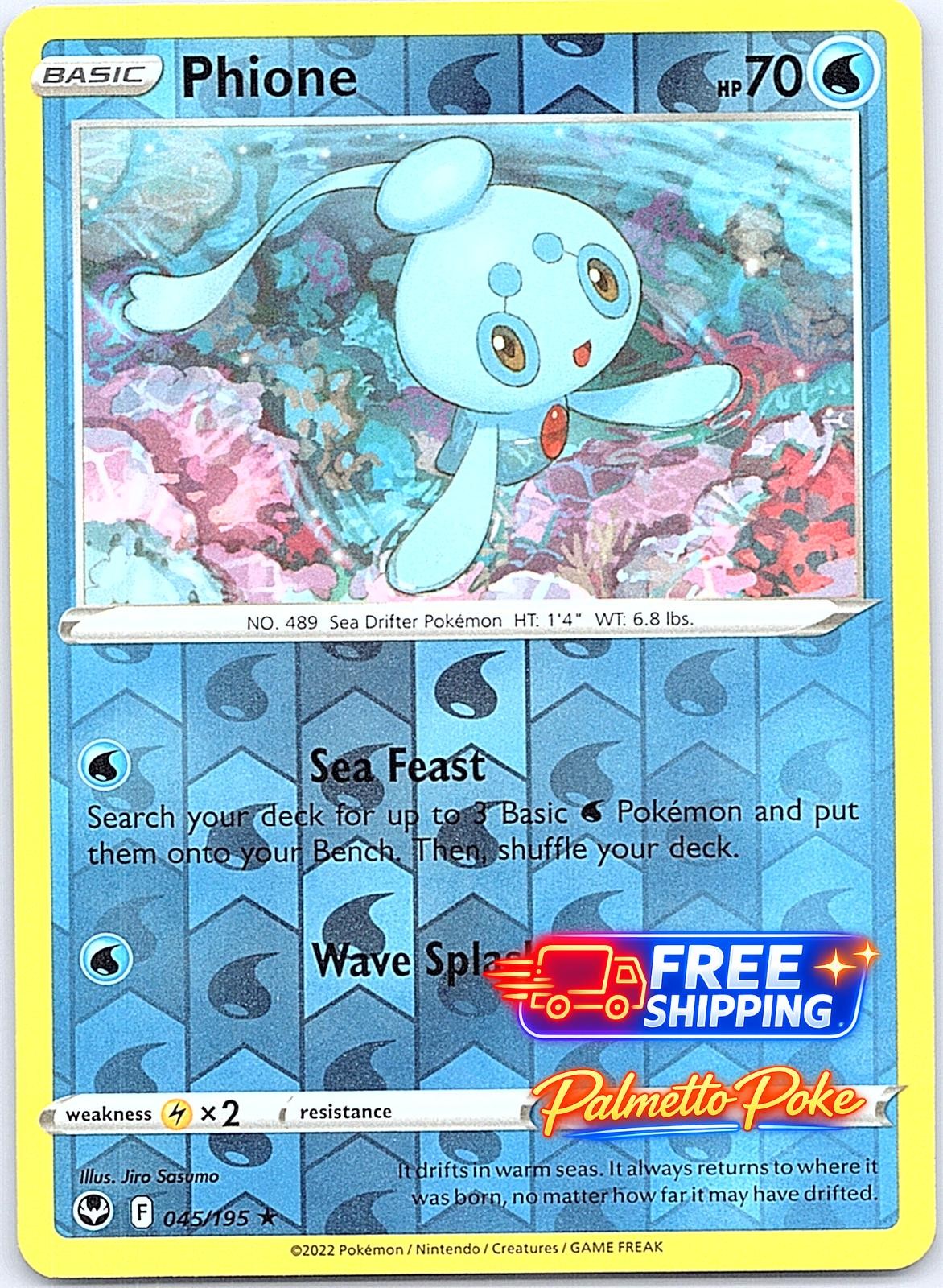 Phione 045/195 Rare Silver Tempest Pokemon Reverse Holo Lightly Played
