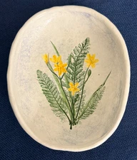 Salt Marsh Pottery Yellow Stargrass Floral Bowl Handmade in USA