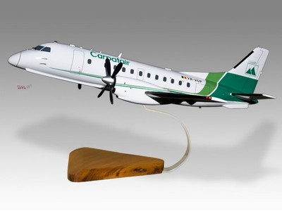 Saab 340 Carpatair Solid Mahogany Wood Handmade Desktop Airplane Model