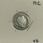 1912 Silver Barber Dime, 90% Silver, VG, Very Nice, Low Mint! 🔥🔥