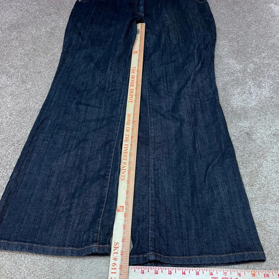 Jeans feminino Dana Buchman azul perna reta lavagem escura tamanho 16 bolsos - Imagem 3 de 4