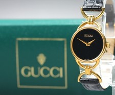 GUCCI 6000.2.L w/Box 23mm Black Dial Quartz Womens Watch From JAPAN Near MINT