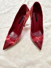LOUIS VUITTON Pumps Heel Leather Red EU35.5/US5.5 Authentic from Japan