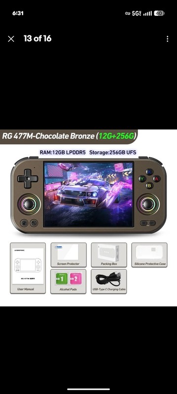ANBERNIC RG 477M Handheld Game Console  Android14 Sealed Chocolate 12G+256G!