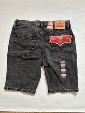 Levi's Shorts 502 Boys Regular Taper Tapered Faded Black Denim Shorts Size 18 29