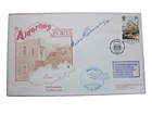 1986 WW2 SPITFIRE FIGHTER PILOT FLT LT HUBERT PALMER SIGNED ALDERNEY FORTS COVER